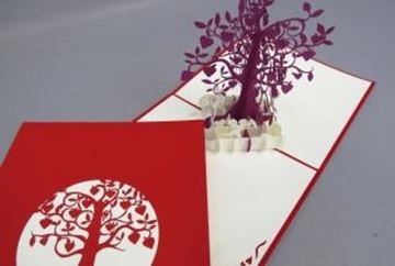 Tarjeta felicitación. Árbol de la Vida morado. "Tarjetas Pop Up"