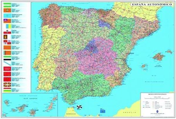 Mapa Nº 13734 Plastificado España / Portugal