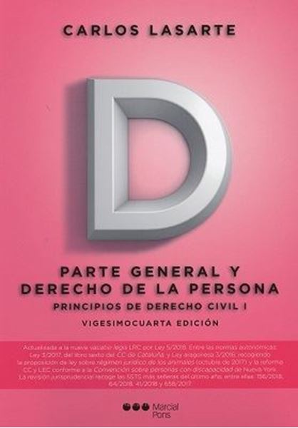 Imagen de Principios de derecho civil tomo I. Parte General y Derecho de la Persona, 24 ª ed, 2018