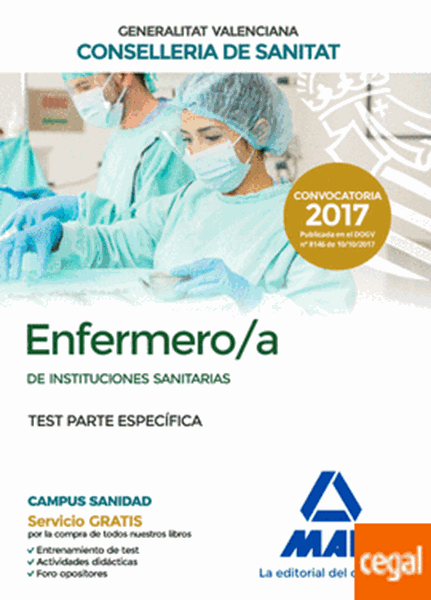 Imagen de Test Parte Específica Enfermero/a Instituciones Sanitarias Generalitat Valenciana "Convocatoria 2017 DOGV nº 8146 de 10/10/2017"