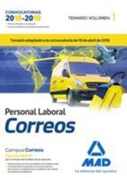 Imagen de Temario Volumen 1 Personal Laboral Correos 2018-2019 "Temario adaptado a la convocatoria de 19 de abril de 2018"