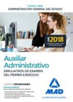 Imagen de Simulacros de Examen del Primer Ejercicio Auxiliar Administrativo Administración General del Estado "2018"