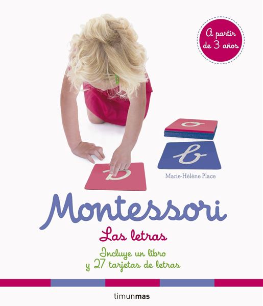 Montessori. Las letras "Incluye un libro y 27 tarjetas de letras"