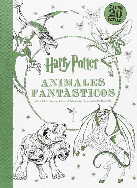 Harry Potter-animales fantásticos. Mini libro para colorear "Contiene 20 postales"