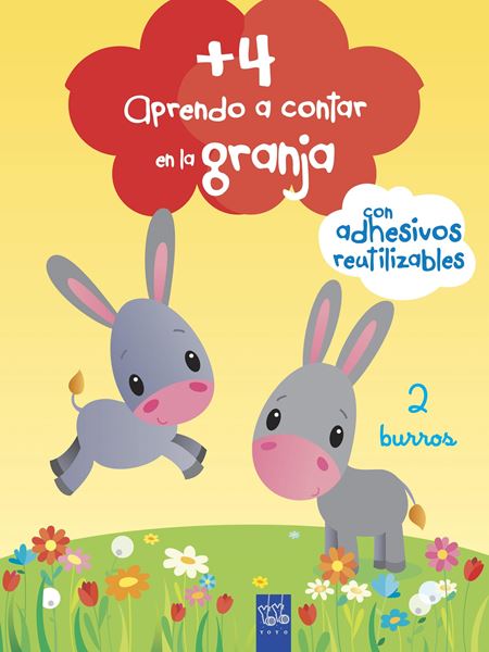 Aprendo a contar en la granja +4 "2 Burros. Con adhesivos reutilizables"