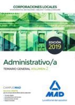 Imagen de Temario General Volumen 2 Administrativo Corporaciones Locales 2019
