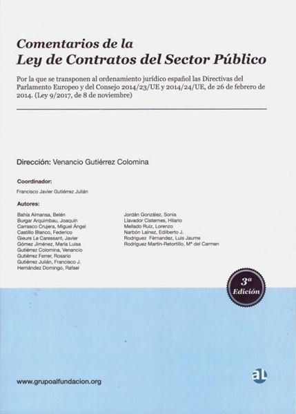 Imagen de Comentarios de la Ley de contratos del sector público por la que se transponen al ordenamiento jurídico 