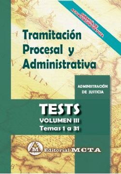 Imagen de Tests Volumen III Tramitación Procesal y Administrativa 2019 "Temas 1 a 31"