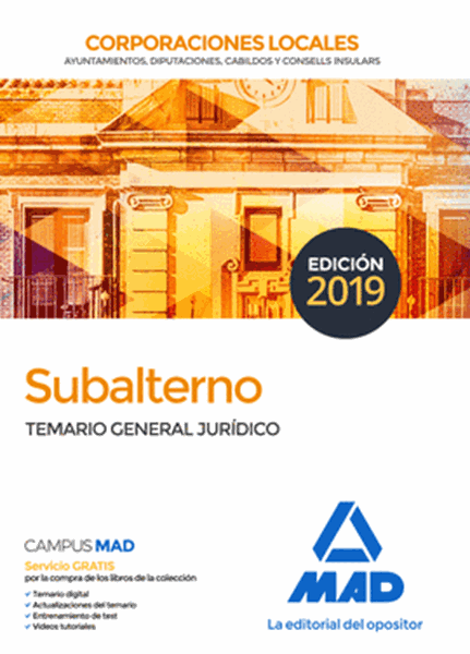 Imagen de Temario General Jurídico Subalterno Corporaciones Locales 2019