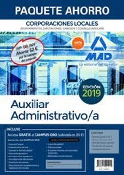 Imagen de Paquete Ahorro Auxiliar Administrativo de Corporaciones Locales 2019 "Incluye: Temario Gral. Vol. 1 y 2; Test del Temario General; Simulacros de Examen; Supuestos Prácticos "