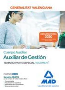 Imagen de Temario Parte Especial Volumen 1 Cuerpo Auxiliar de Gestión Generalitat Valenciana, 2020