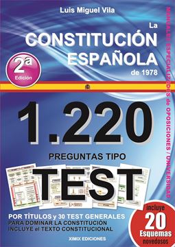 Imagen de 1220 Preguntas Tipo Test. la Constitución Española de 1978, 3º Ed, 2021