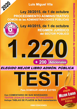 Imagen de 1220 Preguntas Tipo Test. Ley 39/2015, de 1 de Octubre, del Procedimiento Administrativo Común, 2022 "Ley 40/2015, de 1 de Octubre Régimen Jurídico del Sector Público"