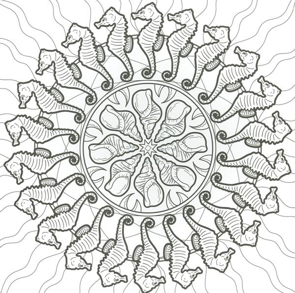 Mandalas infantiles antiestrés. Vida marina
