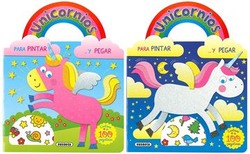 Unicornios para pintar y pegar  "Contiene + de 100 pegatinas"