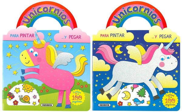 Unicornios para pintar y pegar  "Contiene + de 100 pegatinas"