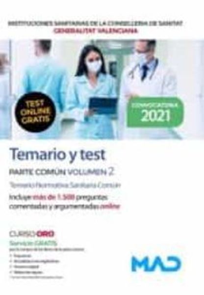 Imagen de Temario y Test Parte Común Vol. 2 Auxiliar Administrativo Generalitat Valenciana, 2021 "Instituciones sanitarias de la Consellería de Sanitat"