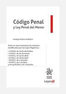 Imagen de Código Penal y Ley Penal del Menor 2021 (Anillas) "Incluye índice analítico. Texto en azul resaltando las últimas modificaciones"