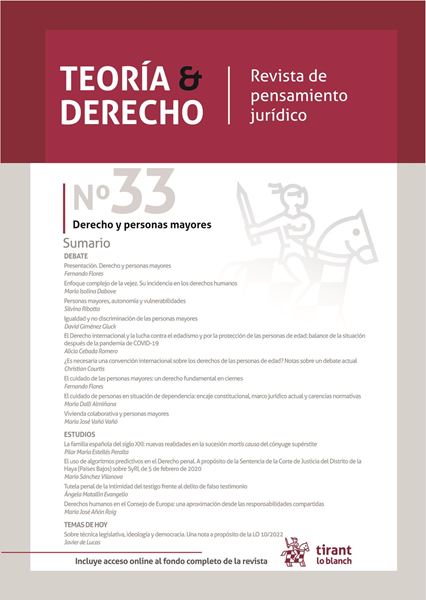 Imagen de Revista de Pensamiento Jurídico. Teoría & Derecho Nº 33 "Derecho y Personas Mayores"