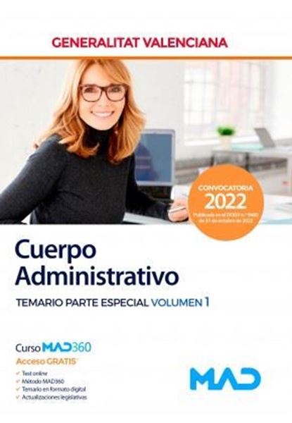 Imagen de Temario Parte Especial Volumen 1 Cuerpo Administrativo Generalitat Valenciana, 2023