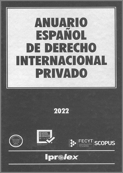 Imagen de Anuario Español de Derecho Internacional Privado 2022