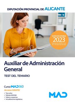 Imagen de Test del Temario Auxiliar de Administración General de la Diputación Provincial de Alicante, 2023