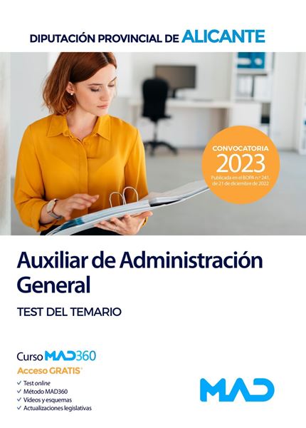 Imagen de Test del Temario Auxiliar de Administración General de la Diputación Provincial de Alicante, 2023