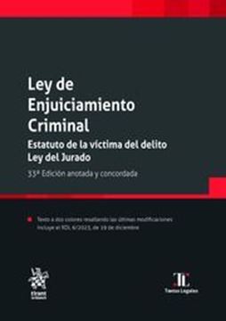 Imagen de Ley de Enjuiciamiento Criminal. Estatuto de la Víctima del Delito Ley del Jurado 33ª Edición 2024